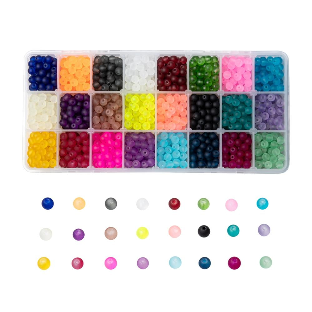 24 colors Transparent Glass Beads for Beading Jewelry Making Frosted Round Mixed color 6mm Hole: 1.3~1.6mm about 70pcs/color 24 colors 1680pcs/box