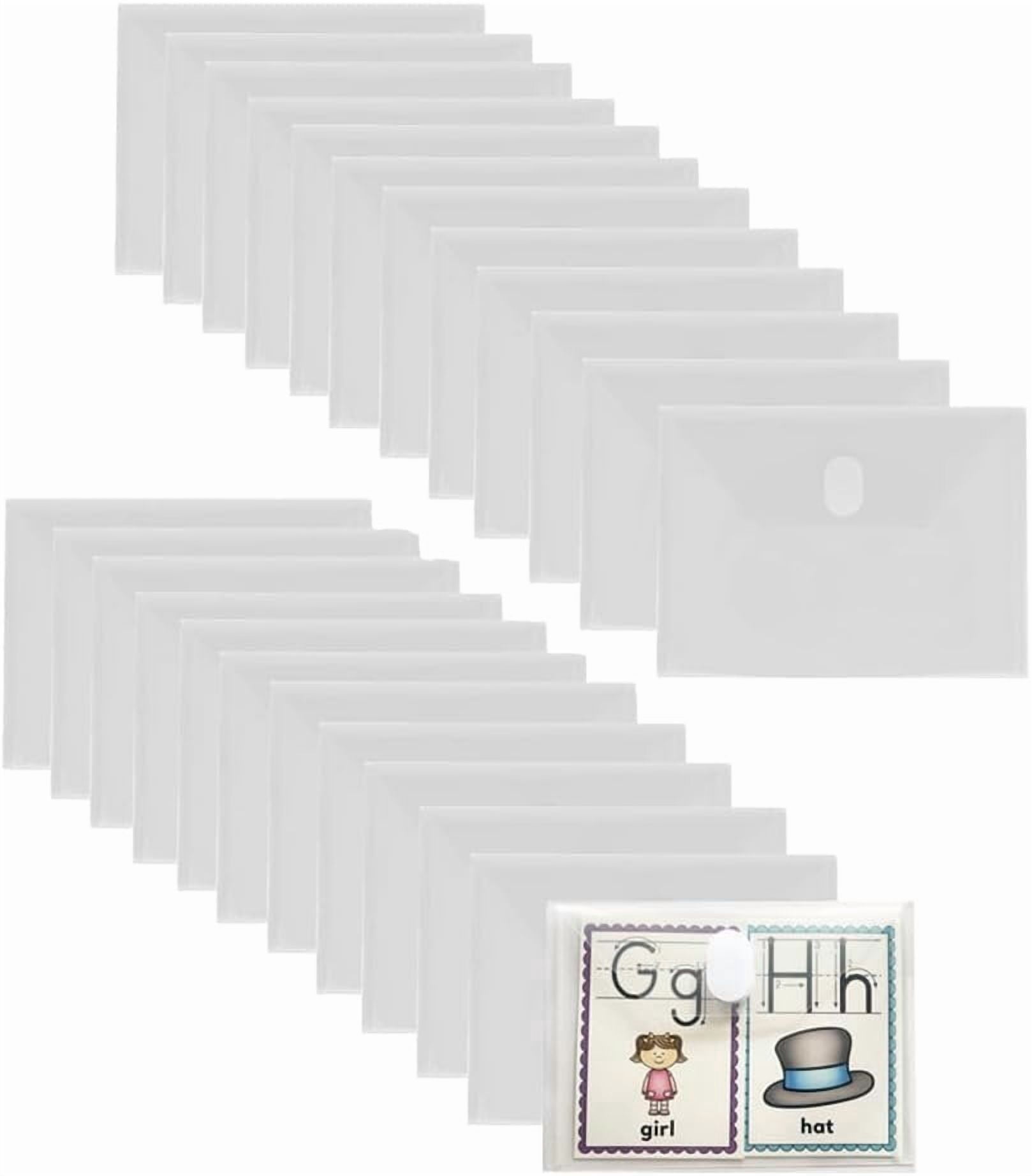 24 count 4x6 Plastic Clear Envelopes Receipt Stickers Storage Case File ...