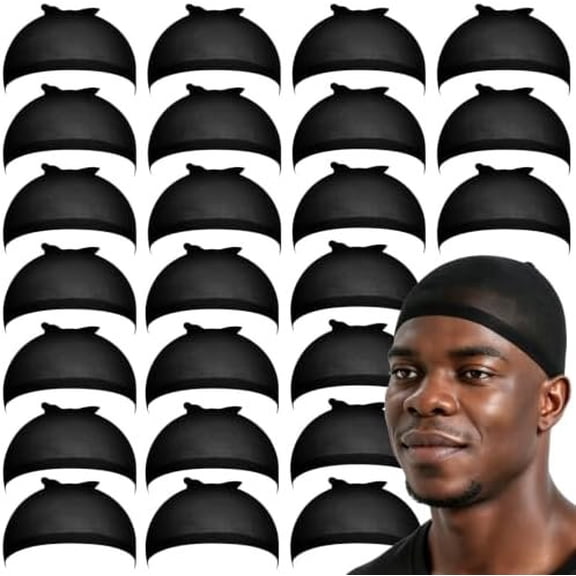24 count Black Wig Cap for Men, Hair Nets Stocking Caps, Nylon Wig Caps, Hair Net for Men, Stretchy, , Lightweight Wave Caps for Daily Wear Halloween
