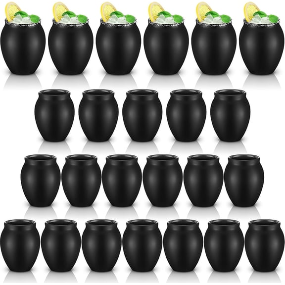 24 count Cantaritos de Barro 3 oz Mini Mexican Clay Cups, Style Pottery Shot Glasses for , Mezcal, Margarita, Mojito, Taco Tuesday, Cinco de Mayo, Fiesta Party Decor (Black)
