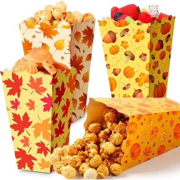 24 count Fall Thanksgiving Popcorn Boxes Pumpkin Leaves Popcorn Boxes ...