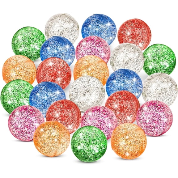 24 count Glitter Bouncy Balls for , 32mm 6 Colors Rubber Bounce Balls Bulk for Party Favors, Goodie Bag Fillers, Easter Bag Stuffers, Basket Stuffers, Classroom Prizes
