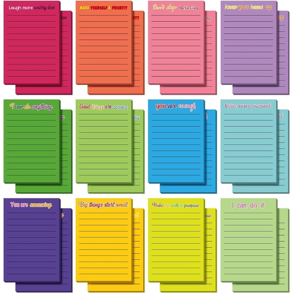 24 count Inspirational Sticky Notes Bulk, Bright Color, Inspirational