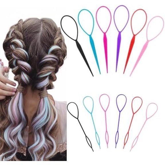 24 count Multi-Color Topsy Tail Hair Tool - Large & Small 2 Sizes Hair Loop Styling Tool Set Hairs Pull Through Tools, Braids, Ponytails, Hair Pull Through Tool for Women and Girls