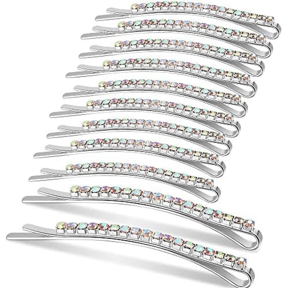 24 count Rhinestone Bobby Pins, Sparkly Hair Clips and Shiny Glitter Hairpins for Women and Girls, Styling Accessories ( + AB )