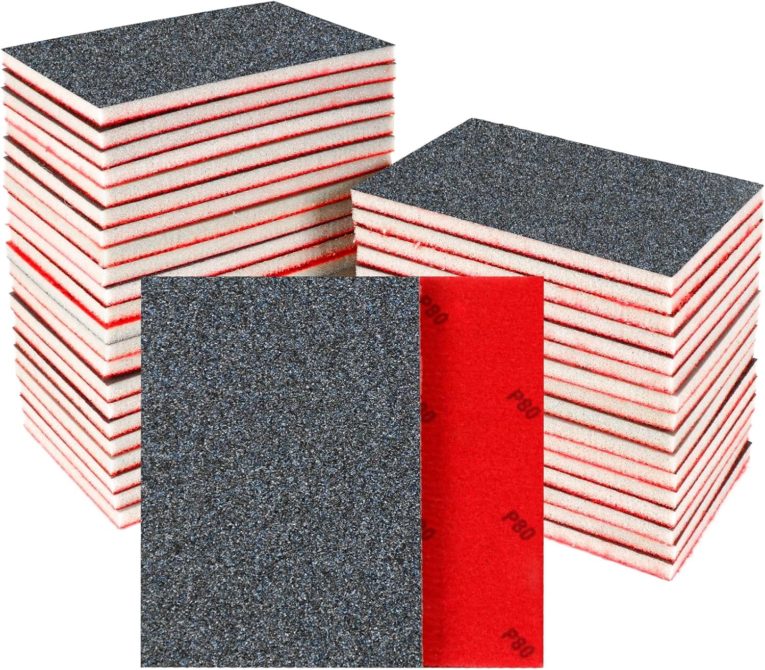 24 count Sanding Sponge 80 Grit, Washable & Sanding Blocks for , Metal ...