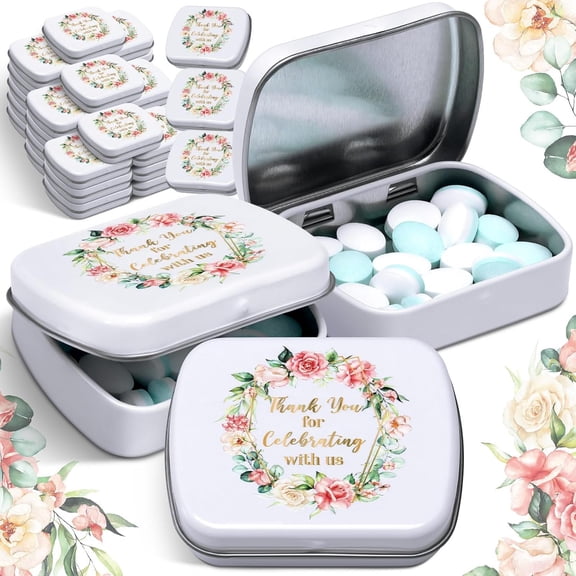 24 count Wedding Mint Tins Bulk Small Tin Box with