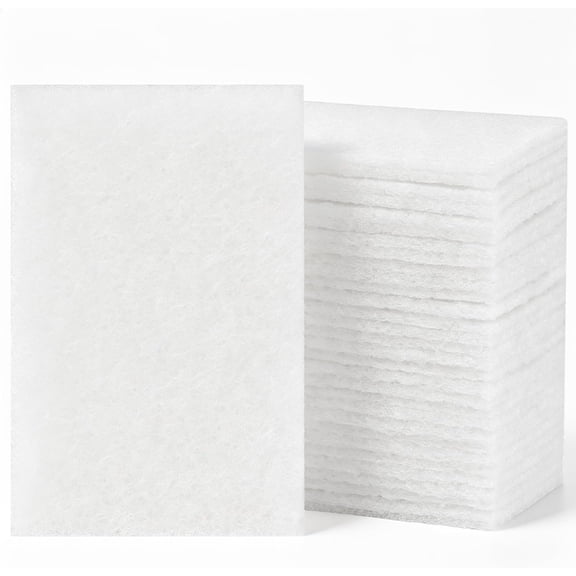 24 count White Scour Pads Non Scratch Non Woven Multipurpose Abrasive Sponge for Multi Surface Cleaning Polishing (4 X 6 inch)