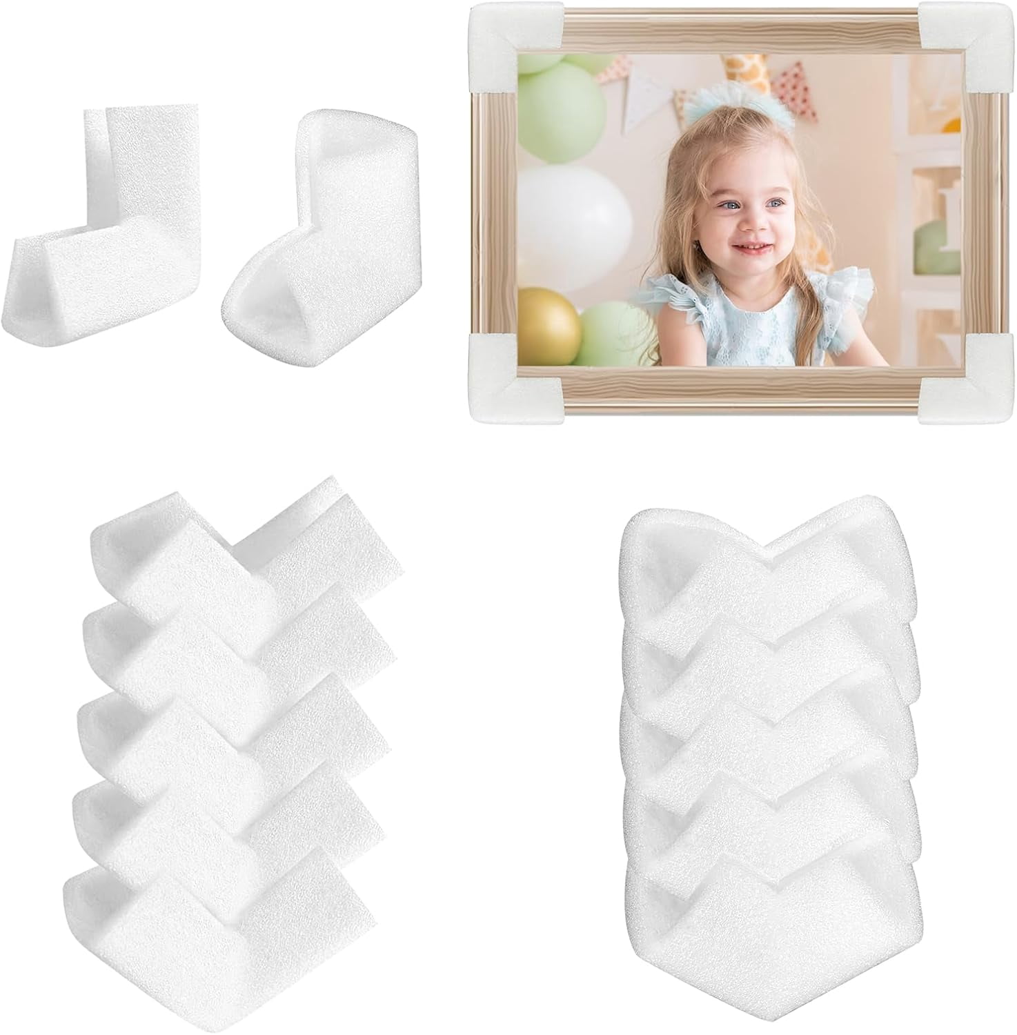 24 foam corner protectors for shipping packaging moving, mirror TV picture corner protectors edge protection foam corner guards packaging supplies for moving transportation, 2 sizes