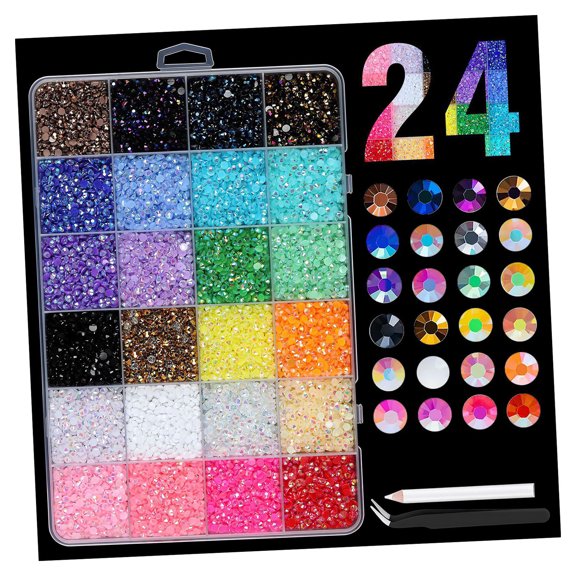 24 grids Assorted Flat Back Pearls Nails Art Decorations Safe Versatile Designs