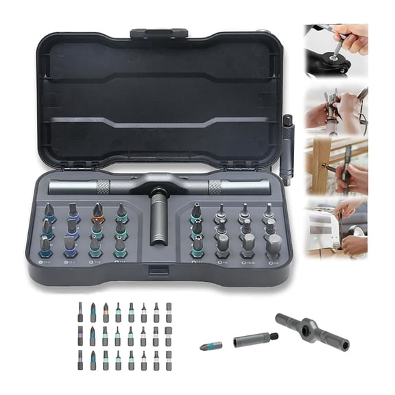 24-in-1 Magnetic Screwdriver Set Detachable Ratchet Handle, Industrial Grade Alloy Steel Bits, Multi-Bit Precision Tool for Electronics Repair and DIY Maintenance