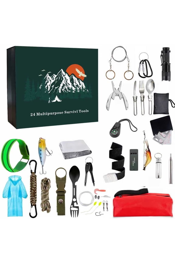 24-in-1 Multipurpose Survival Tool Kit for Outdoor Enthusiasts