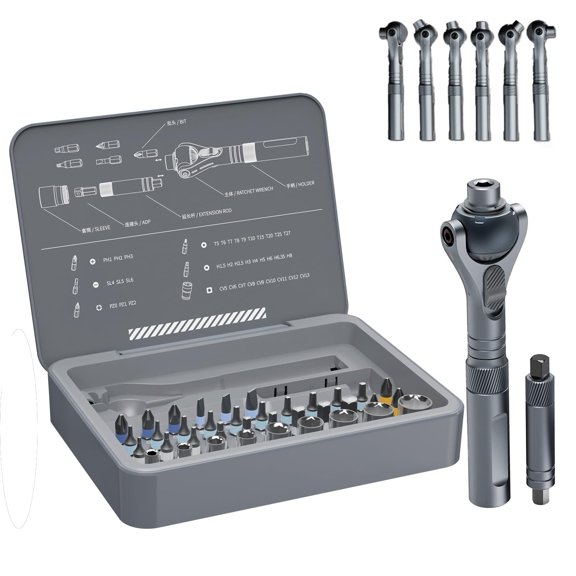 24-in-1 Ratchet Screwdriver Set, Magnetic Precision Bits with Detachable Handle & Case, Multi-Purpose Mini Screwdriver Kit for DIY, Electronics, Watch & Home Repair