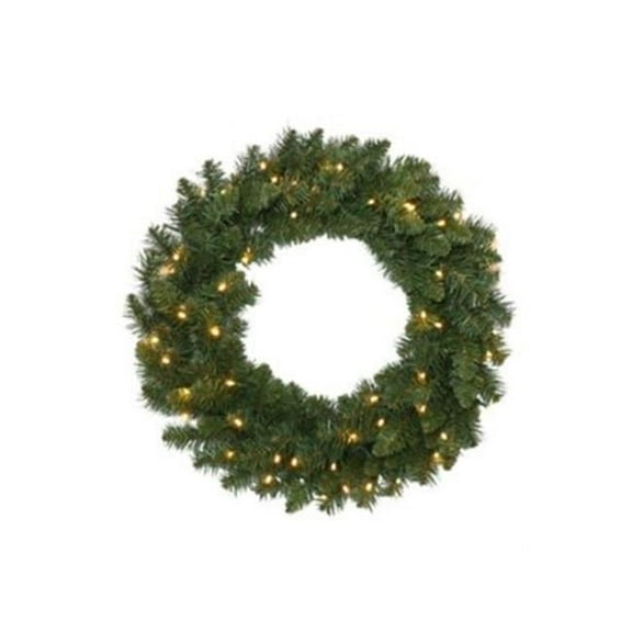 24 in. 200 Clear Lights Green PVC Christmas Wreath