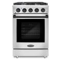 thumbnail image 1 of 24 in. 3.73 cu. ft. Gas Range, 4 Sealed Burners, Convection Oven, Stainless Steel, Matte Black Handle Knob Kit, 1 of 8