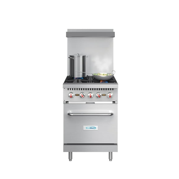 24 in. 4 Burner Commercial Natural Gas Range with Oven in Stainless-Steel (KM-CR24-LP)