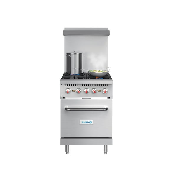 24 in. 4 Burner Commercial Natural Gas Range with Oven in Stainless-Steel (KM-CR24-LP)