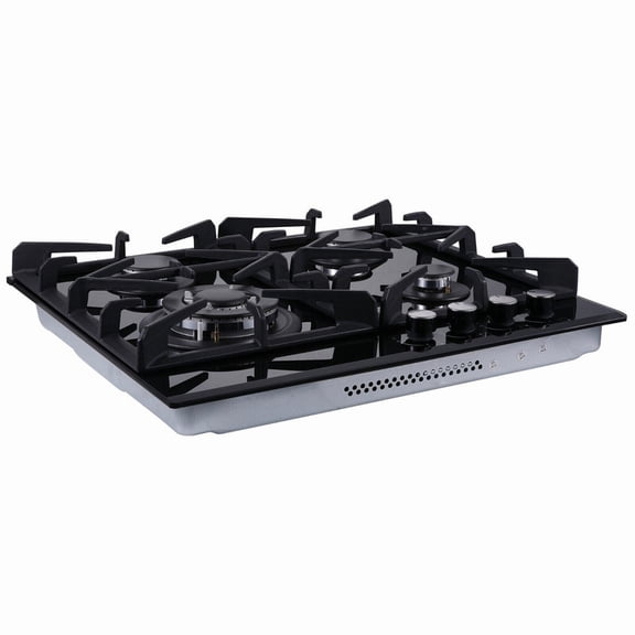 24 in. 4-Burners Recessed Gas Cooktop in Stainless Steel with 5-Power Burners