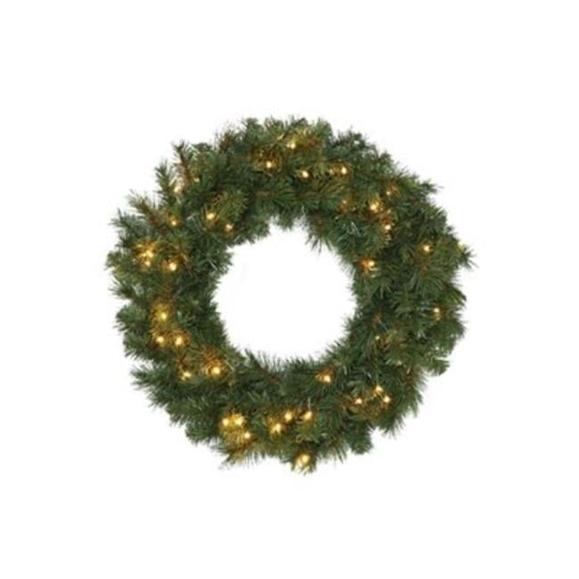 24" Green Artificial Christmas Wreath with Warm White LED Lights