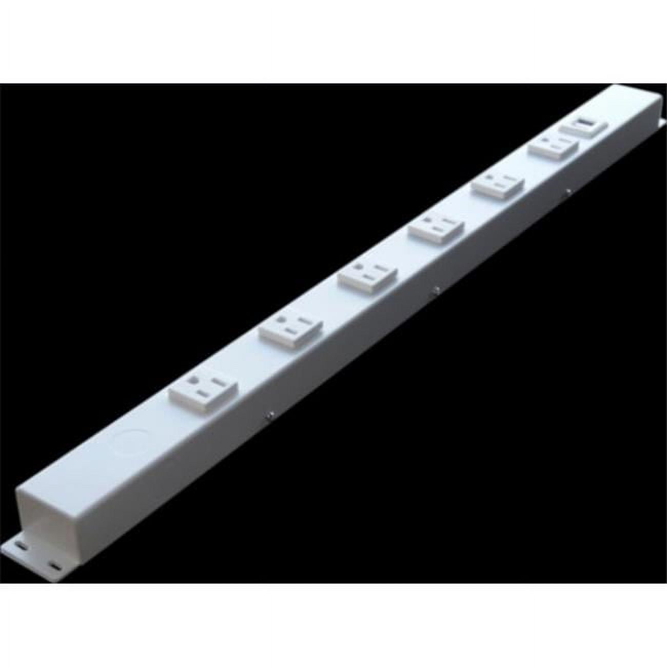 24-Inch White Steel 6-Outlet Hardwired Power Strip with USB
