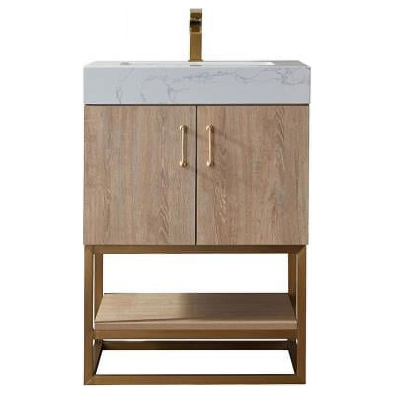 Vinnova Alistair 24" Oak Vanity with White Stone Top