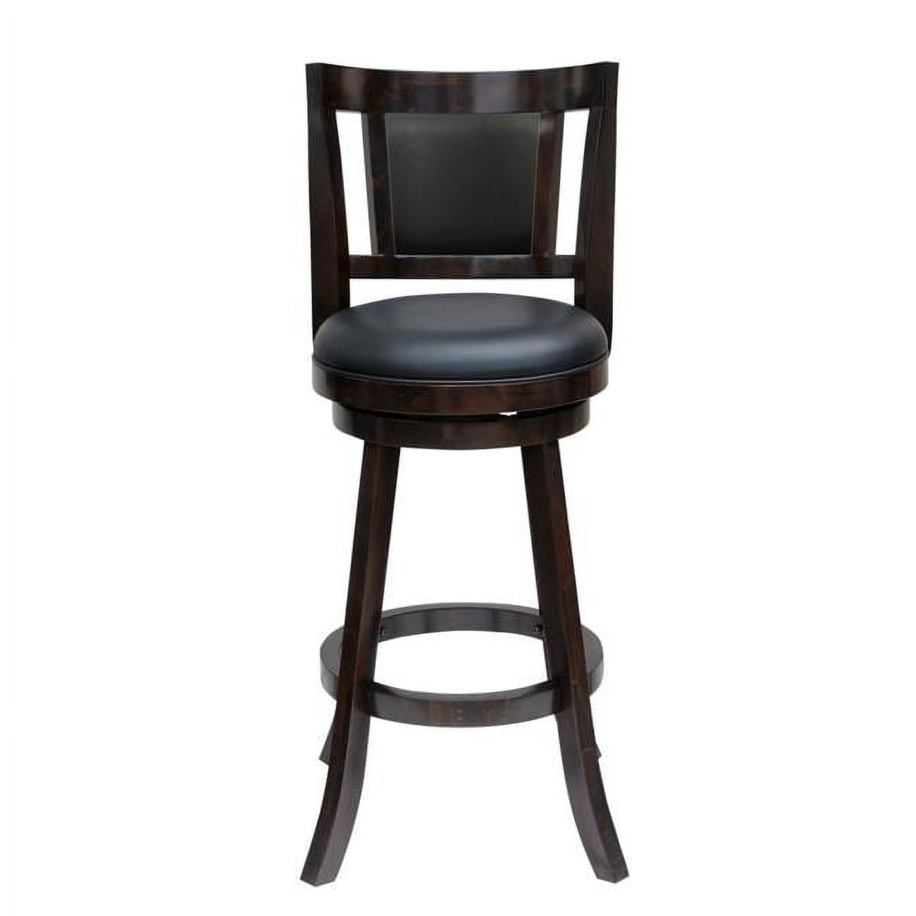 Cappuccino Brown Leather Swivel Barstool with Footrest