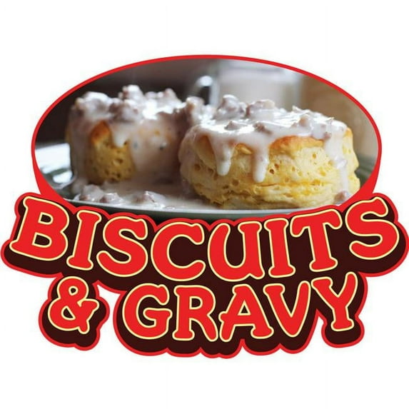 24 in. Biscuits & Gravy Concession Decal Sign - Cart Trailer Stand Sticker Equipment