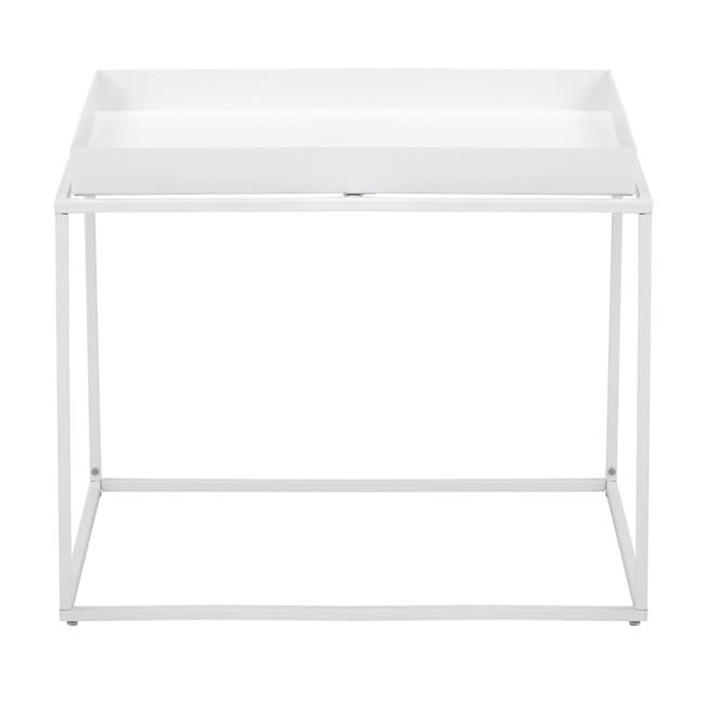 24" White Powder Coated Metal Tray Top End Table