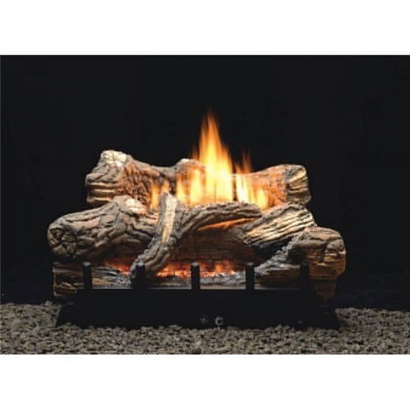 24 in. Ceramic Fiber Natural Gas Millivolt Fireplace - 5 Piece