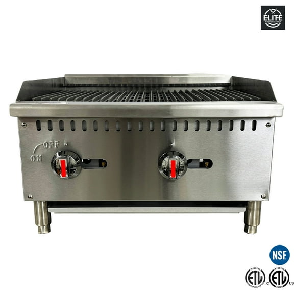 24 in. Commercial Radiant Countertop Charbroiler 60,000BTU Restaurant Gas Radiant Broiler Grill 2 Burners NSF ETL