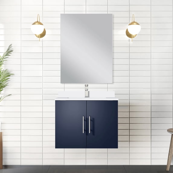 24 in. Compatible Navy Blue Vanity | Bathroom Storage and Mirror Solution | Hassle-Free Assembly Experience