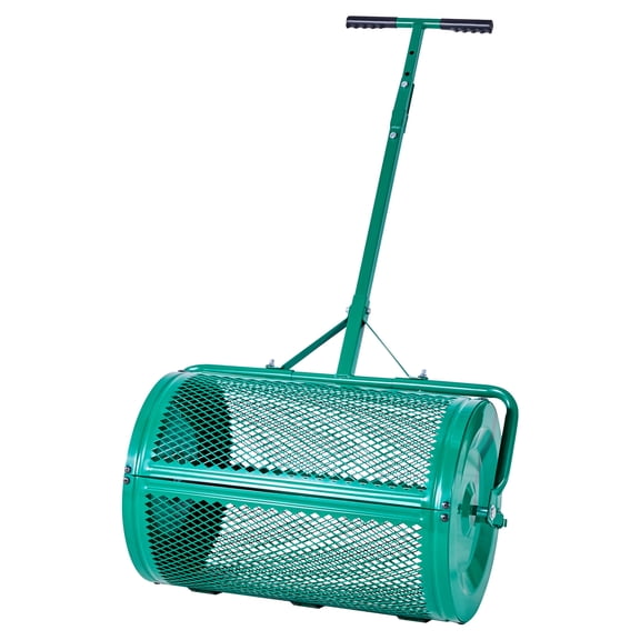 24 in Compost Spreader Push or Tow, 4 Heights, Heavy Duty Seeding Tool
