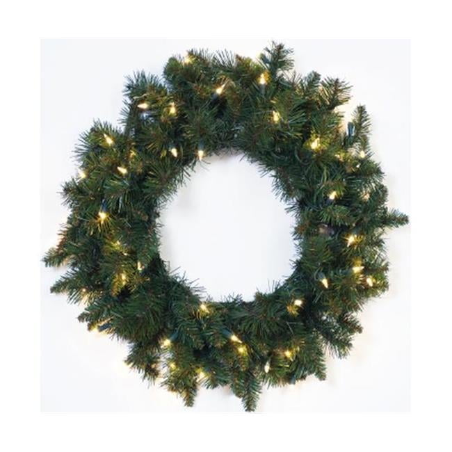 24'' Pre-Lit Green Artificial Christmas Wreath with LED Lights