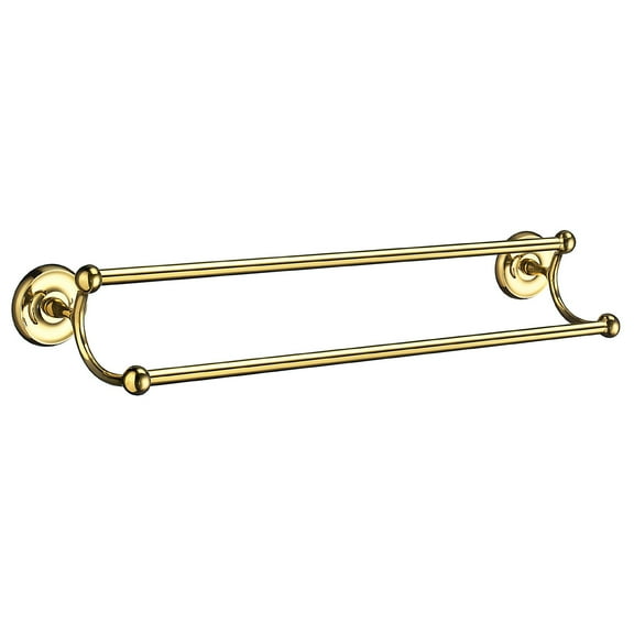 24 in. Double Rail in Polished Brass Finish