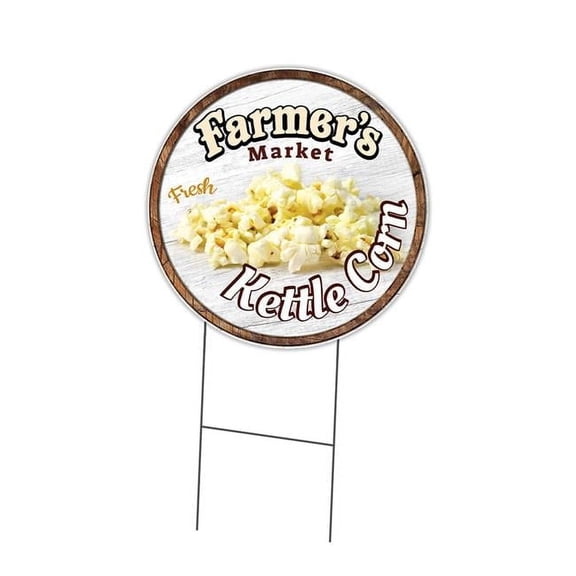 24 in. Double Sided Corrugated Circular Plastic Sign - Farmers Market Kettle Corn