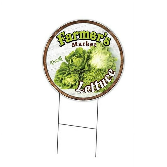 24 in. Double Sided Corrugated Circular Plastic Sign - Farmers Market Lettuce