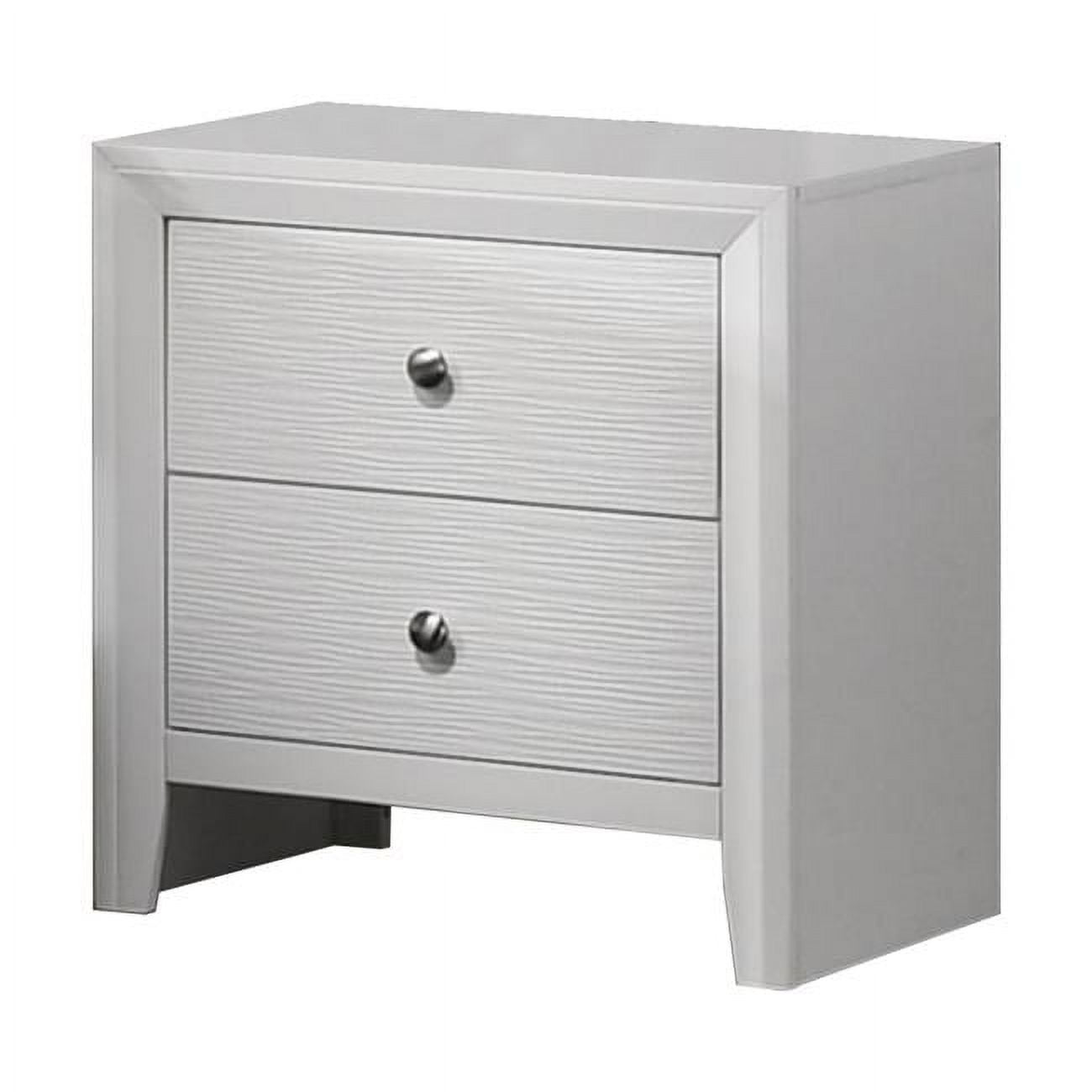 24 in. Eve 2 Drawers Nightstand, Metal Knobs, Modern White Wood