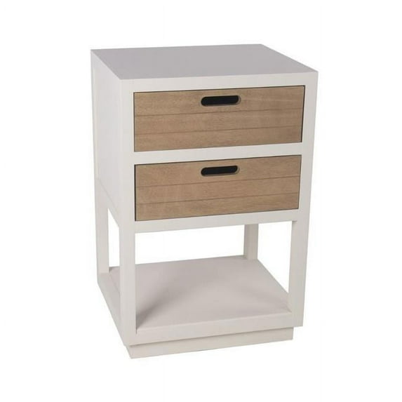 24 in. Finley Modern Accent Table with 2 Drawers & 1 Shelf, Pearl White