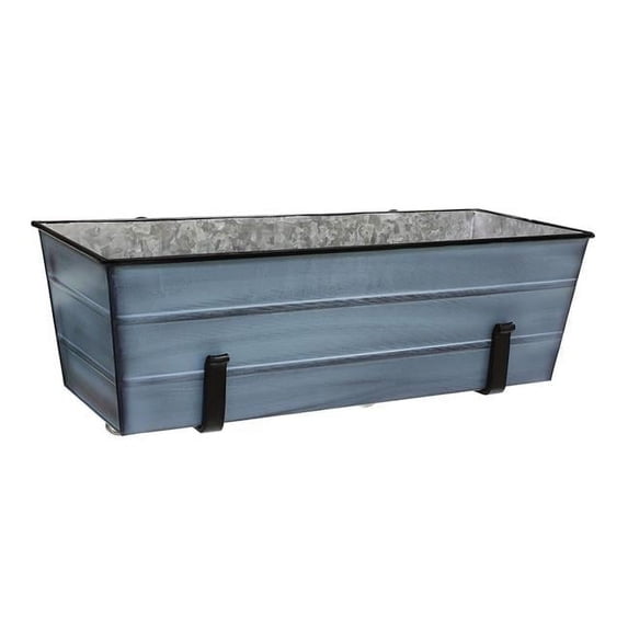 24 in. Flower Box with Clamp-on Brackets, Blue - Medium