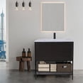 thumbnail image 1 of 24 in. Free-Standing Single Bathroom Vanity with Soft Closing Drawer, Storage Towel Shelf & High Quality Acrylic Vanity Top, Wengue Brown, 1 of 1