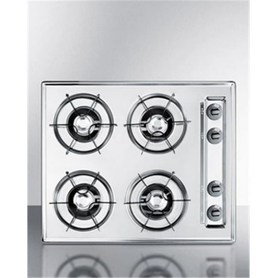 24 in. Gas Open Burner Cooktop, Chrome