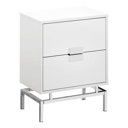 24 in. Glossy White & Chrome Metal Accent Table