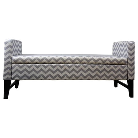 24 in. Gray Chevron Storage Bench
