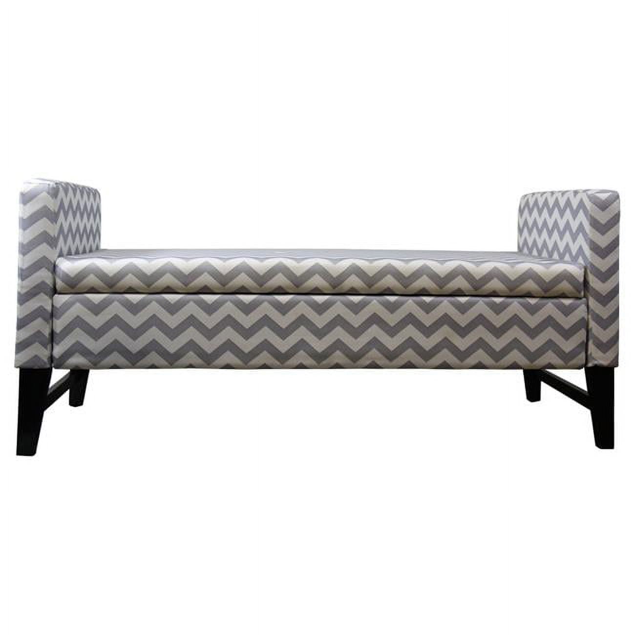 Modern Chevron 53" Gray and White Upholstered Storage Bench