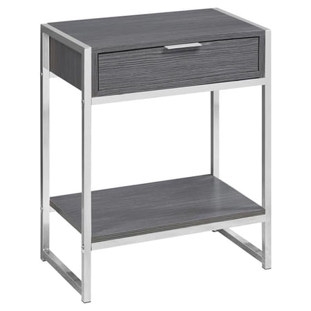 24 in. Grey & Chrome Metal Accent Table