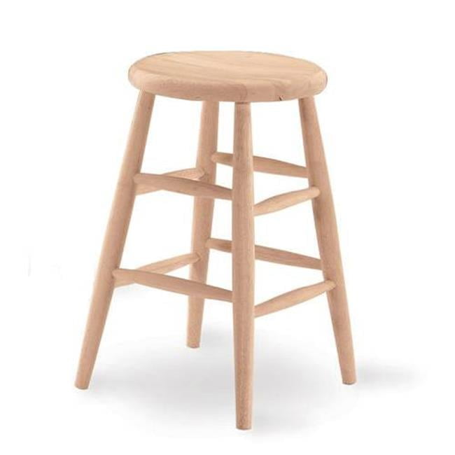 Traditional Solid Hardwood Unfinished Counter Height Stool