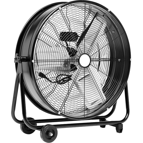 24 in.Heavy Duty Metal Industrial Drum Fan, 24 inch High Velocity Shop Fan, Pure Copper Wiring Motor, Aluminum Blade, 2 Speed Large Floor Fan for Warehouse, Workshop, Factory, Garage, All Metal,