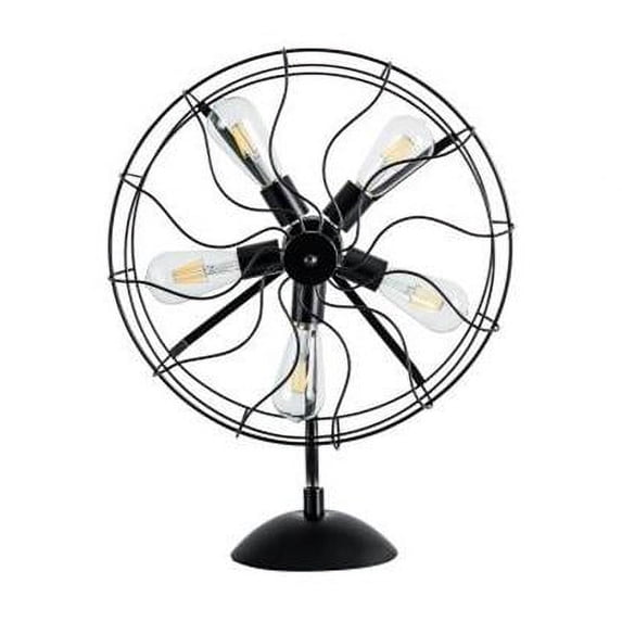 24 in. Industrial Fan Design Metal Table Lamp, Black