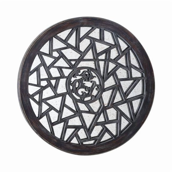 24 in. Isocoles Round Decorative Wood Mirror