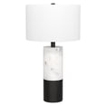 thumbnail image 1 of 24 in. Marble & Metal Cylinder Table Lamp with White Drum Shade, Black & White, 1 of 1